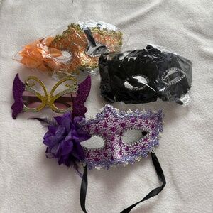Decorated masks & glasses